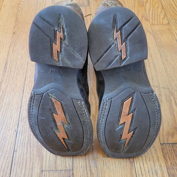 Old West Leather Cowboy Boots 5D Square Toe Western Grunge Womens 6.5 - Picture 4 of 13